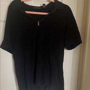 Perry Ellis Black Men’s Short Sleeve Top with quarter zip